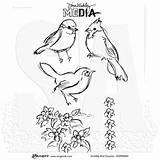 Dina Wakley Scribbly Cousins Bird Stamps sketch template