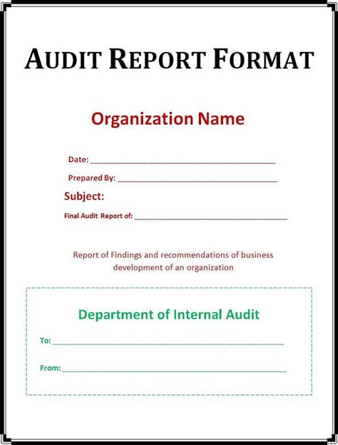 audit report template internal audit report template word template