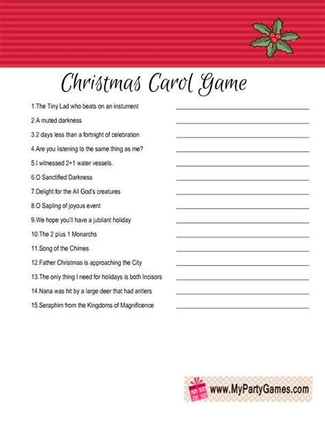 printable christmas carol game printable christmas games