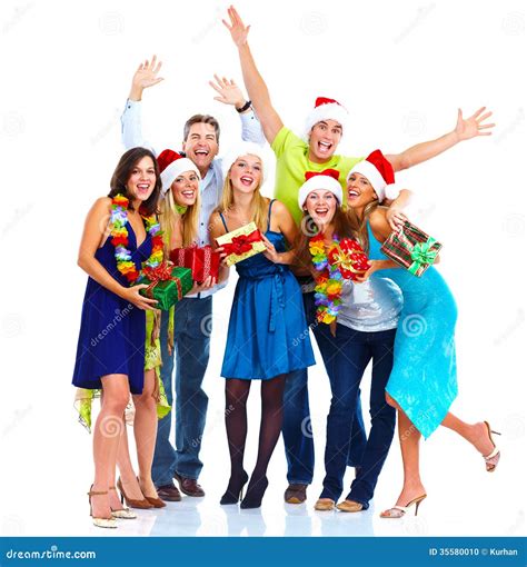 happy christmas people group stock photo image  friends holiday