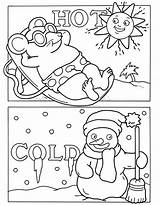 Coloring Opposites Hot Pages Cold Weather Preschool Worksheet Kids Worksheets Sheets Opposite Publications Dover Fun Welcome Printables Activities Doverpublications Books sketch template