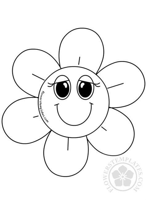 cartoon smiling flower coloring page flowers templates