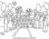 Funeral Mourners Gather Ceremony Casket sketch template