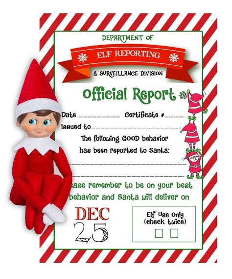 elf report card printable printable templates