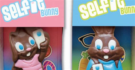 chocolate easter bunnies taking selfies new candy trend