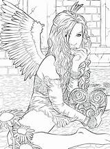 Coloring Gothic Pages Angel Adults Printable Goth Heart Getdrawings Xcolorings Color 74k 450px 612px Resolution Info Type  Size Jpeg sketch template