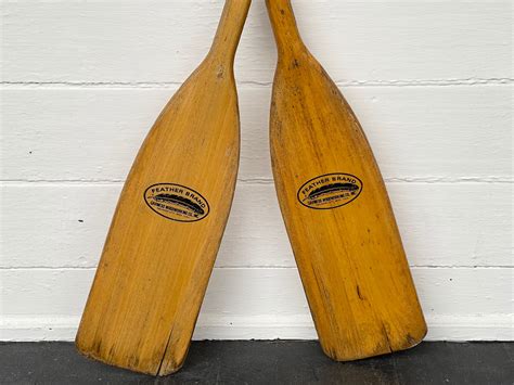 pair  oars matching  wooden oars feather brand etsy