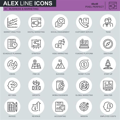 thin line business and marketing icons set download free