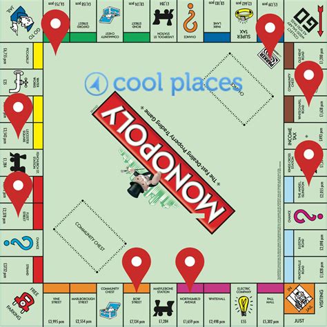 The Cool Places Monopoly Board