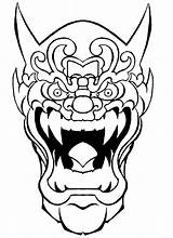 Oni Mask Demon Drawing Japanese Tattoo Outline Deviantart Drawings Devil Wings Simple Crying Crazy Girl Head Getdrawings Google Clipartmag Will sketch template