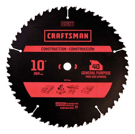 Craftsman 10 In Dia X 5 8 In Carbide Circular Saw Blade 40 Teeth 1