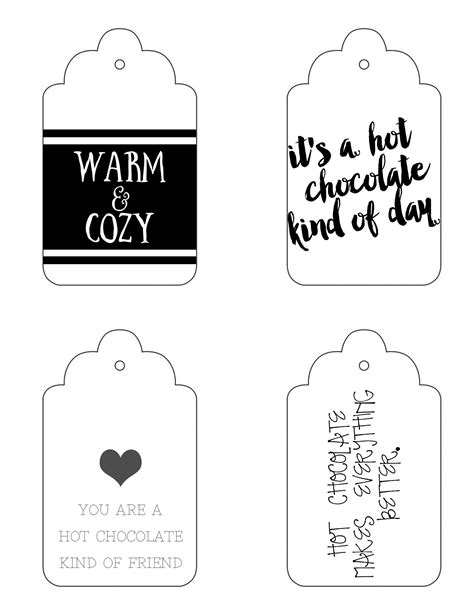 printable gift tags  hot chocolate hot chocolate gifts christmas
