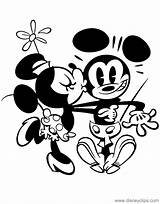 Mickey Coloring Mouse Tv Pages Minnie Series Kissing Disneyclips Cheek sketch template