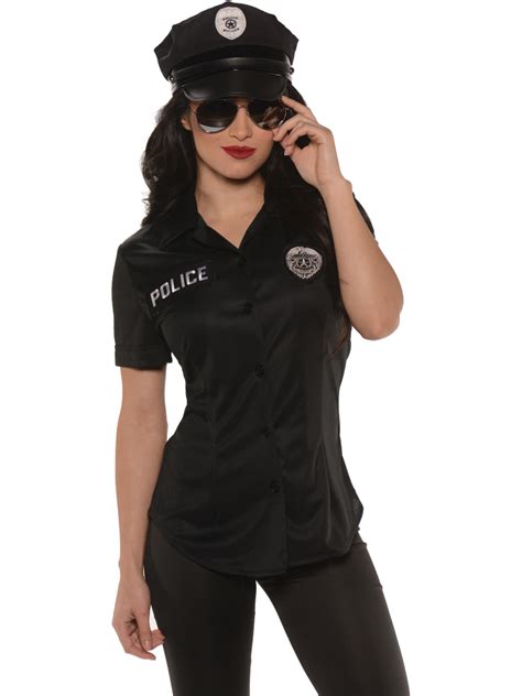 women s police officer fitted costume shirt ebay