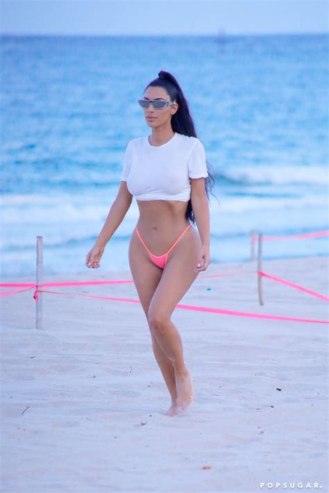 kim kardashian wearing thong bikini in miami august 2018 popsugar