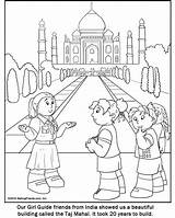 Coloring India Pages Girl Guide Indian Thinking Sheets Taj Mahal Makingfriends Scout Colouring Kids Girls Printable Scouts Color Guides Cartoon sketch template