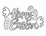 Easter Coloring Happy Cursive Pages sketch template