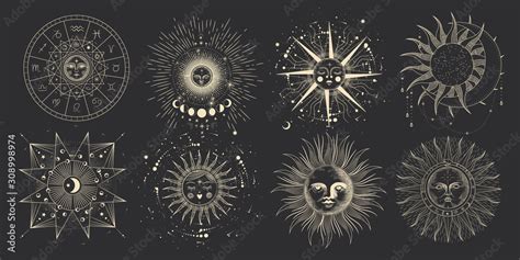 Vector Illustration Set Of Moon Phases Different Stages Of Moonlight