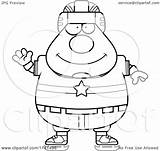 Hockey Chubby Waving Player Man Clipart Cartoon Cory Thoman Outlined Coloring Vector 2021 sketch template
