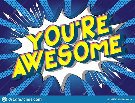 youre awesome comic book style words stock vector illustration  illustrated book