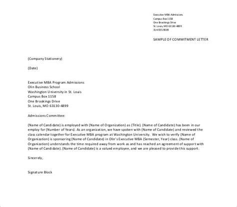 sample commitment letter templates   ms word  letter
