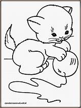 Coloring Pages Kids Gambar Mewarnai Books Kucing Bermain Anak Bola Printable Printables sketch template