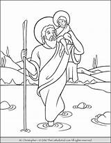 Coloring Christopher Catholic Saints Philemon Carrying Communion Thecatholickid Feast sketch template