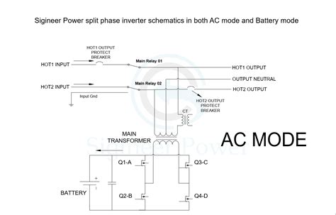 split phase inverter schematic  ac  inverter mode