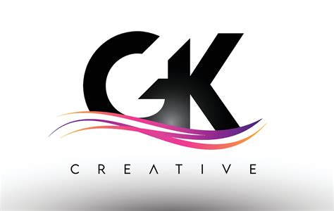 gk logo letter design icon gk letters  colorful creative swoosh