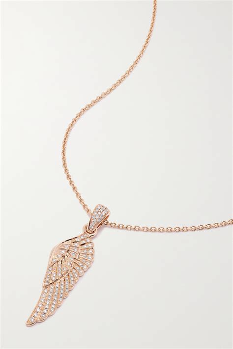 garrard wings classic 18 karat rose gold diamond necklace modesens