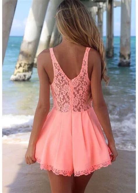 dress cute lace pink dress pink coral dress coral