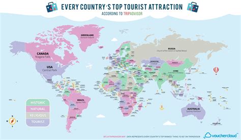 tourist attraction of every country in the world on one map