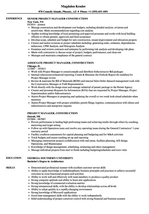 project manager construction resume samples velvet jobs construction