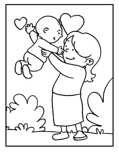baby  mom  mothers day coloring picture  kids mothers day