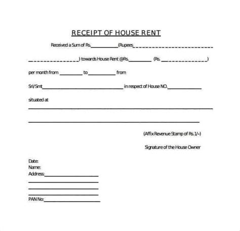 printable rent receipt templates  word formal rent
