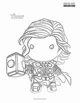 Thor Coloring Cute Superhero Fun sketch template