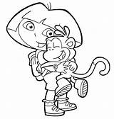 Dora Coloring Pages Explorer Boots Color Hugging Print Colouring Book Cutecoloring Printable sketch template