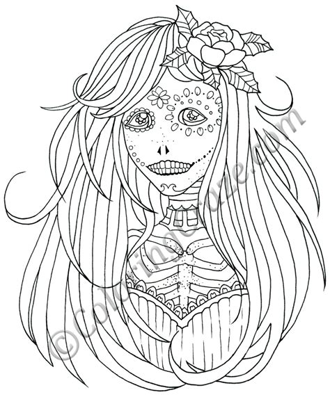 day   dead coloring page  digital   etsy
