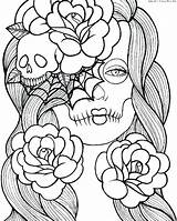 Coloring Pages Girly Printable Sugar Skull Graffiti Girl Multicultural Color Skulls Colouring Colored Already Getcolorings Print sketch template