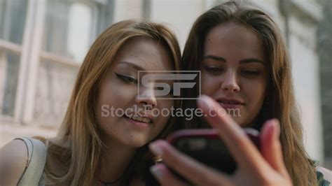 Close Up Slow Motion Shot Of Women Posing For Cell Phone Selfie Youtube