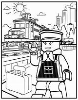 Lego Coloring Train Printable Pages Inspired Kids Scene Costume sketch template