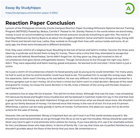 reaction paper conclusion essay  studyhippocom
