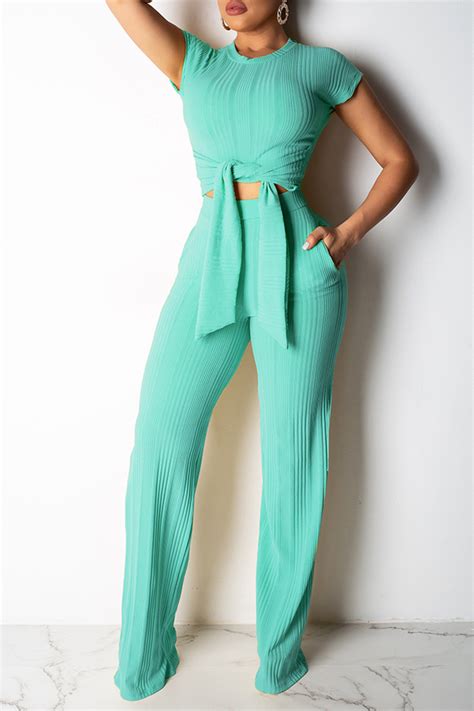 lovely light green two piece pants setlw fashion online for women