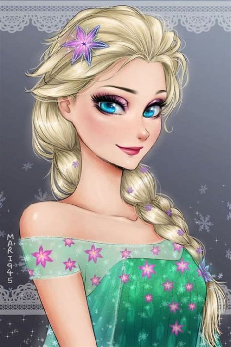 14 female disney characters drawn in anime style
