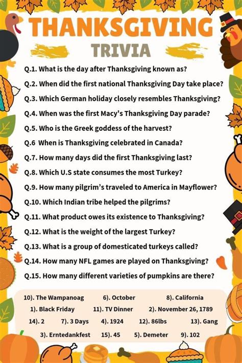 thanksgiving trivia games  printable printable world holiday