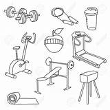 Gym Fitness Drawing Sketch Equipment Draw Doodle Barbie Hand Dolls Sketches Icons Set Getdrawings Collection Paintingvalley sketch template