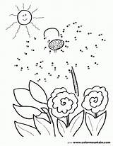 Dot Flower Coloring Pages Color Dots Spring Flowers Clipart Summer Activities Activity Popular Butterfly Library Coloringhome sketch template