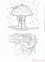 Pogoda Deszczowa Deszcz Jesienna Kolorowanka Kolorowanki Dzieci sketch template