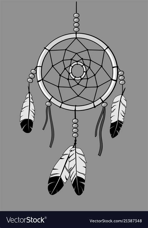 dream catcher  feathers  zentangle style vector illustration