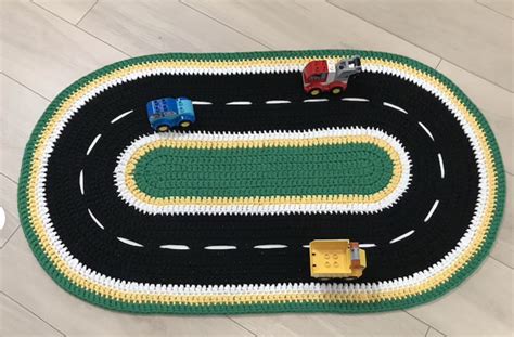 kids  crochet race track rug thatll   racing
